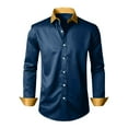 thumbnail image 4 of NTACZA Solid Men Shirts Casual Blue Disco Long Sleeve Button Down Shirt Classic Fit Satin Party Men's Shirts XXL, 4 of 8