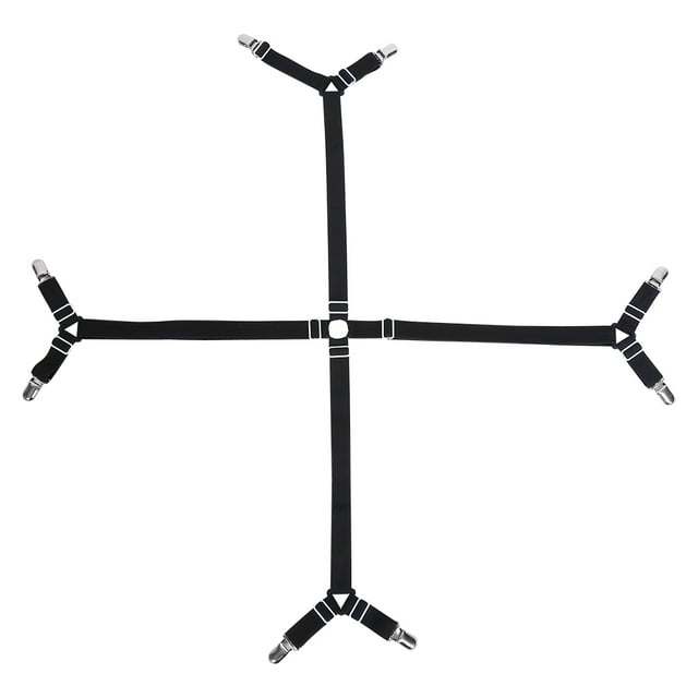 Correas elásticas entrecruzadas para colchón, pinzas triangulares, sujetadores, color negro