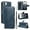 Blue, variant on for iPhone 16e Wallet Case, PU Leather Flip Cover with Kickstand, Magnetic Closure Wrist Strap 3 Card Slots & 1 Cash Pocket Shockproof Full Body Protection for iPhone 16e, Black