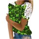 thumbnail image 1 of Camisas de Manga Corta para las Mujeres Impresión Cuello Redondo Suéter Encaje Blusa, Top Casual para el Hogar Y Diario, 1 of 1