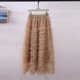thumbnail image 1 of TaTaai Women Casual Solid Tulle Elastic Waist Layered Cake Skirt Knee Length Street Style Party Wear Lightweight Breathable Non-See-Through Stylish Skirt Gift, 1 of 5