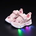 thumbnail image 2 of Toddler Light Up Shoes for Girls Boys Non Slip Led Sneakers with Hook and Loop Athletic Running Walking Tennis Shoes Pink Size 5.5 Toddler, 2 of 5