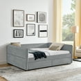 thumbnail image 6 of Grey Boucle Upholstered Daybed with Trundle & 2 Drawers, Queen Size (88"x65.5"x29.5") - Stylish Vertical Stripe Living Room & Bedroom Furniture, Smart Storage, Comfortable Seating, 6 of 18