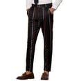 thumbnail image 4 of Pantalones de vestir de ajuste slim con rayas para hombre, color negro oscuro, con cordón de contraste 30, 4 of 6