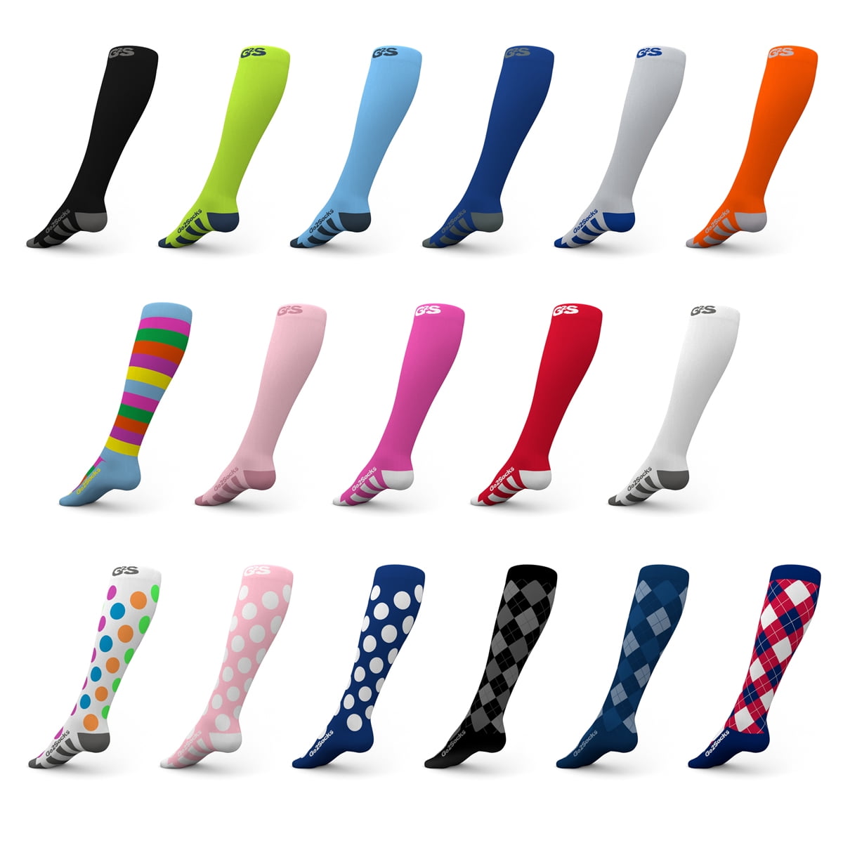 ROWILUX Compression Socks for Women Men 20-30mmHg for Running Sport Travel Nursing 3 Pairs Pack 