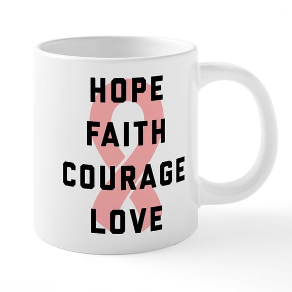 CafePress - Hope Faith Courage Love - 20 Oz White Ceramic Mega Mug