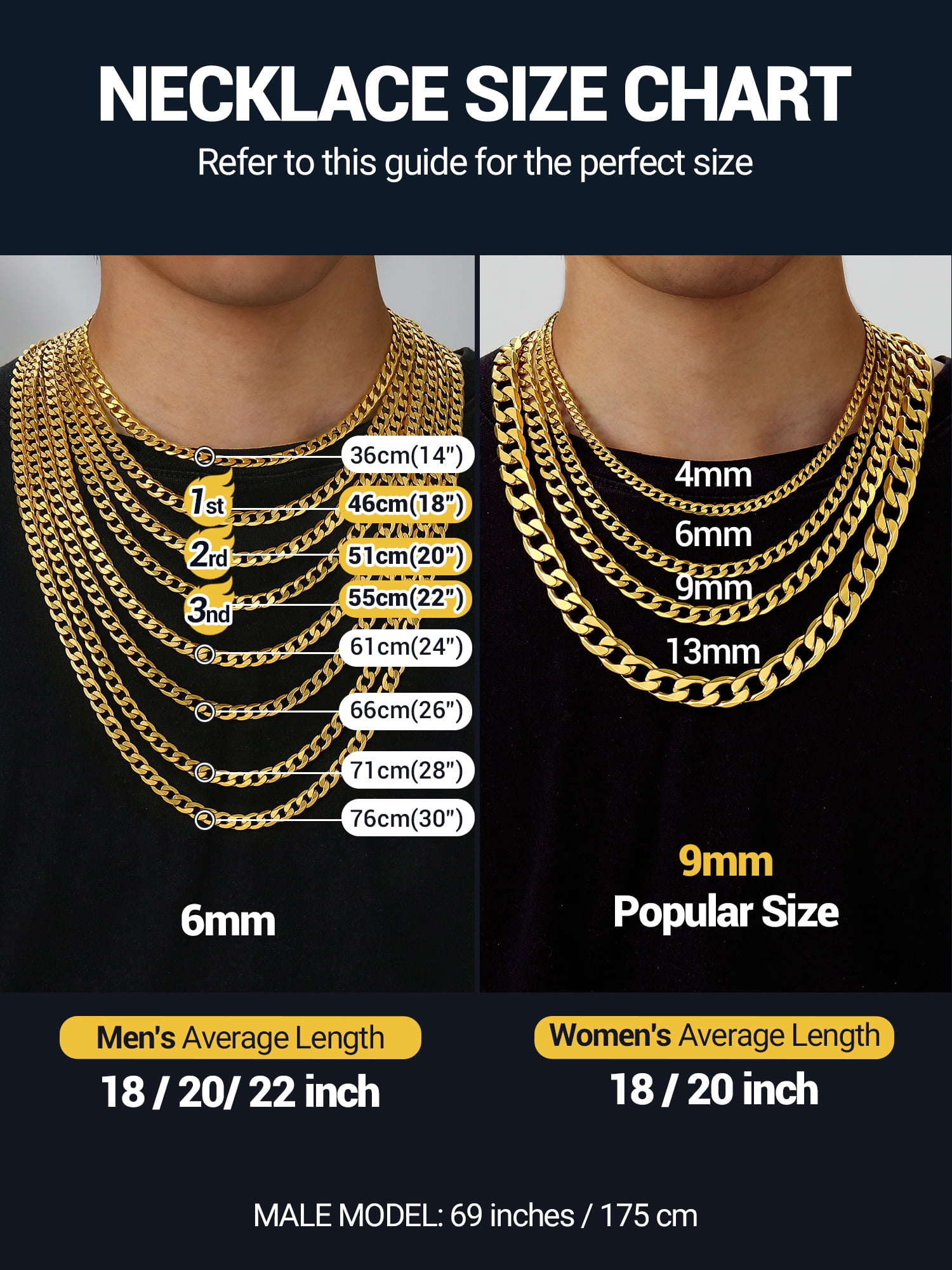 PROSTEEL Chain Necklace for Men 6mm Stainless Steel 14K Gold Plated Cuban 18 Inch Birthday Father Day Jewelry Gifts for Husband Dad Adults