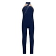 thumbnail image 6 of iiniim Girls Rhinestone Mesh Splice Tank Unitard Full Body One Piece Sleeveless Bodysuit Figure Ice Skating Jumpsuit Navy Blue 6, 6 of 7