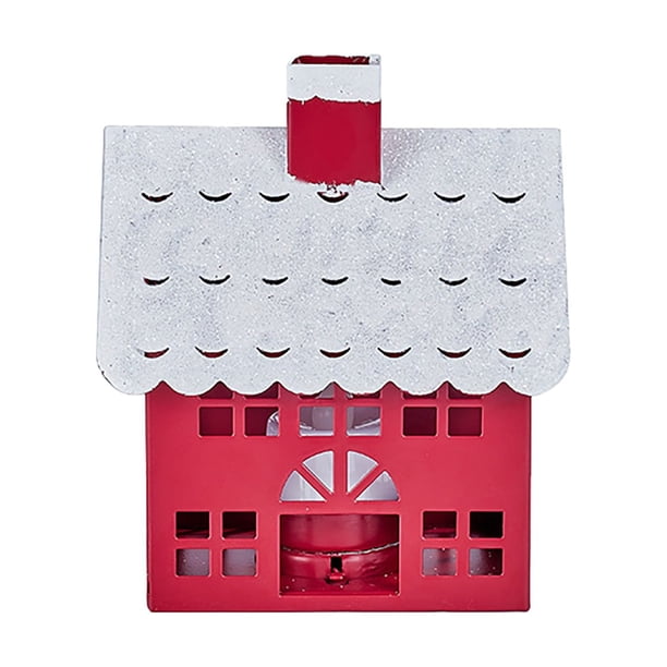 Casa navideña de escritorio (vela no incluida) Decoración navideña para Nochebuena