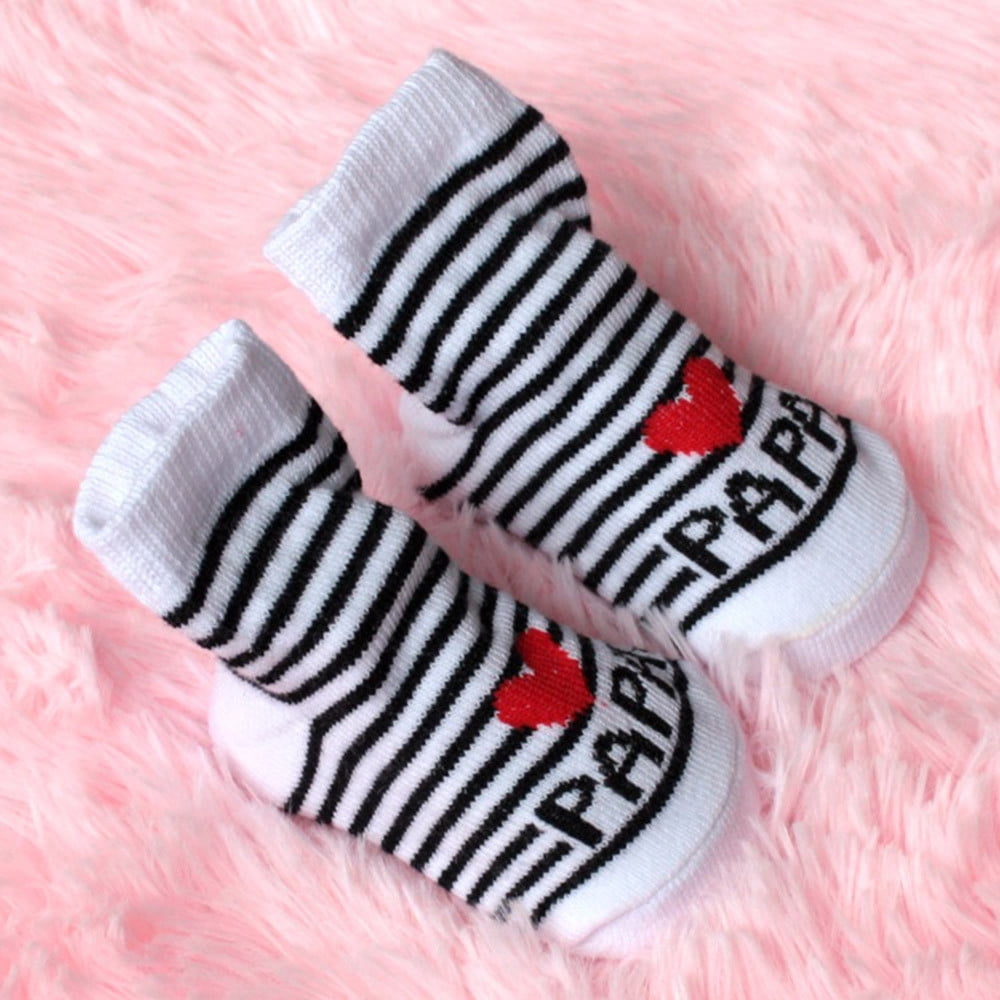 Cute Infant Toddler Kids Baby Boy Girl LOVE DAD/MAMA Non-Slip Cotton Floor Socks 