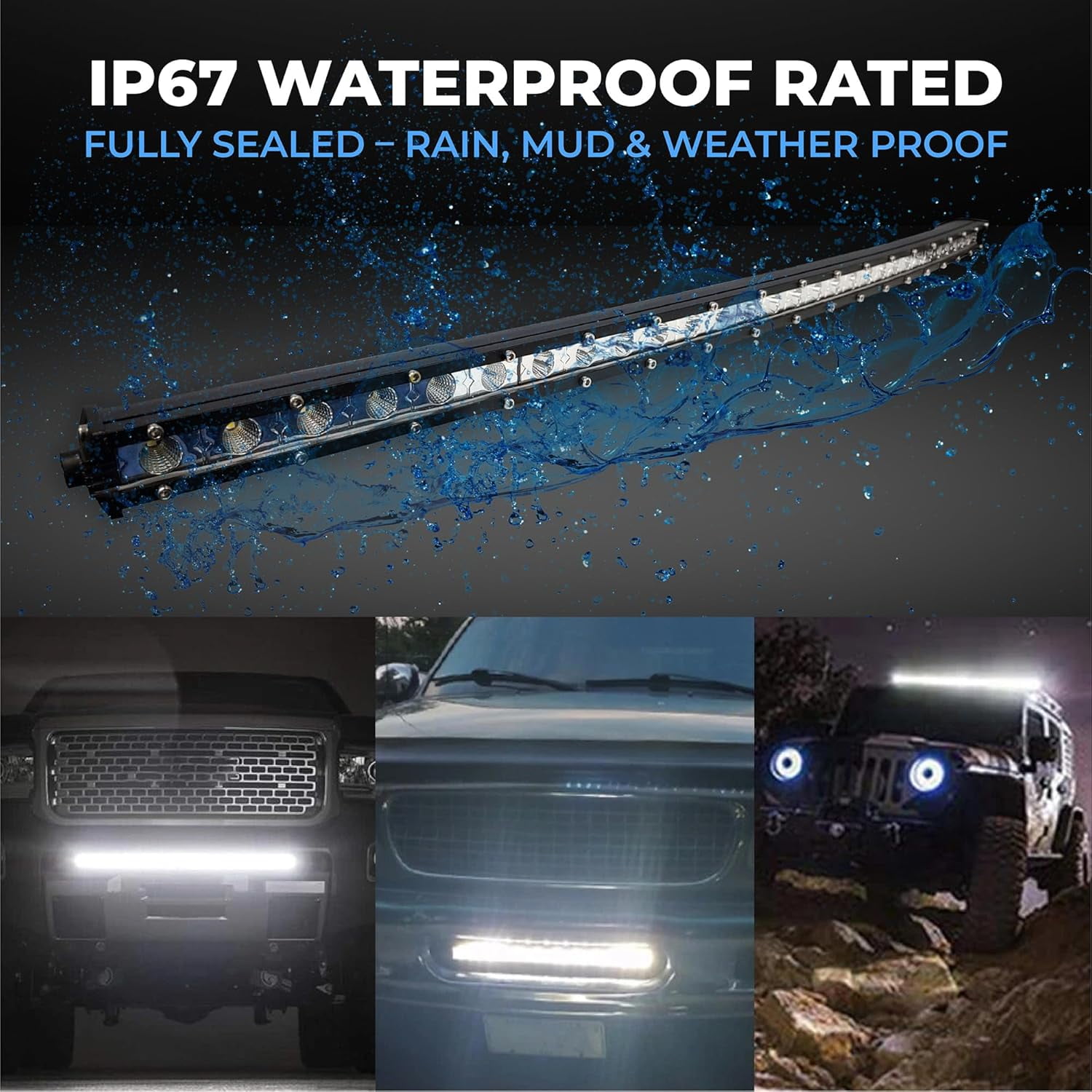 34 Inch Curved LED Light Bar – Waterproof Offroad Work Light for Truck, ATV, UTV, SUV, Boat, Auto – 90W 5400LM Spot Flood Combo, IP67,  Philips LEDs, Shockproof, 6000K White