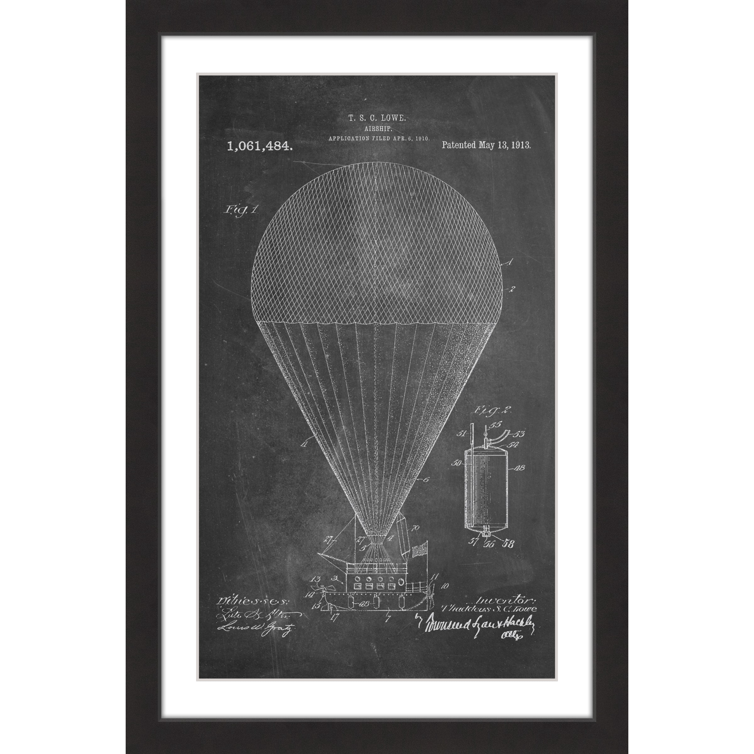 "Airship 1913 Chalk" Framed Painting Print
