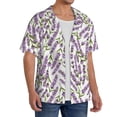 thumbnail image 2 of Daiia Lavender Flowers Men's Linen Shirts Short Sleeve Casual Shirts Button Down Shirt for Men Beach Summer Wedding Shirt-Small, 2 of 6