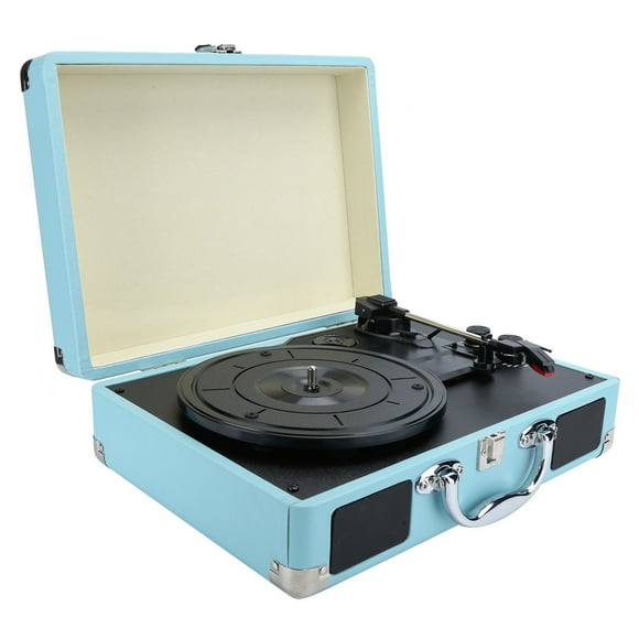 Vinyl Record Player, Blue 5.0 Suitcase Portable Turntable Player Video Equipment, Support 7/10/12 Inch Vinyl Records And 33/45/78 RPM 100-240V
