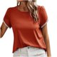 thumbnail image 1 of Top de cuello redondo de manga corta casual de color sólido de verano para mujer OAVQHLG3B Store  lin121212, 1 of 5