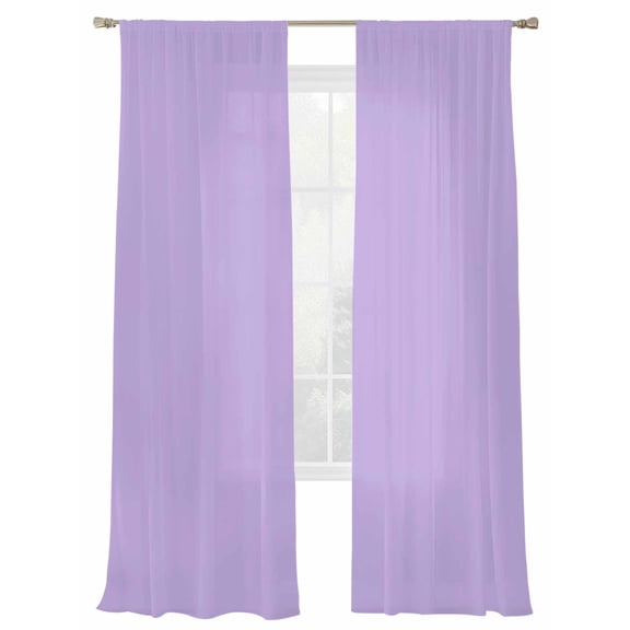 Minimalist Solid Color Sheer Curtains 2 Panels Set Pure Lavender Purple Simple Sheer Window Curtains Light Filtering Rod Pocket Voile Drapes for Bedroom Living Room 52"X84"