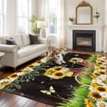 thumbnail image 2 of Spring Sunflowers Area Rugs 5'x7', Small Throw Rugs for Laundry Room Playroom, Bicycles Botanical Flowers Wooden Grain Indoor Outdoor Rug Non-Slip Low Pile Carpet Runner Reversible Floor Mats, 2 of 8