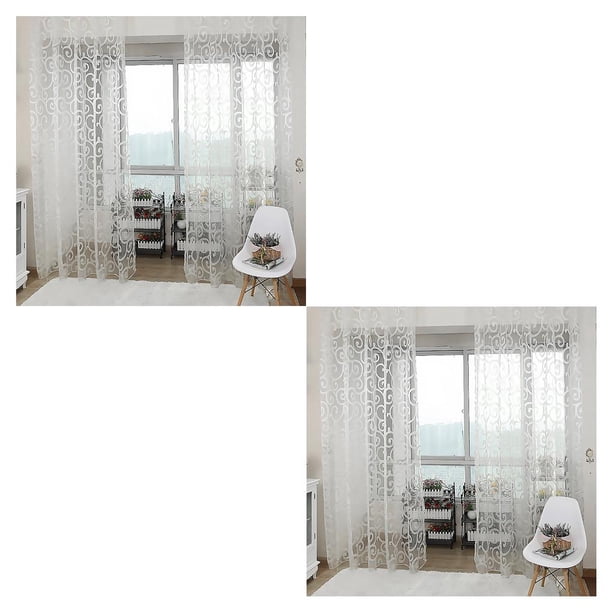 Inteprter Home Hotel Window Curtain Replacement Bedroom Privacy Accessory Decoration Drape Protection Breathable Furniture Full Blanco 2piezas Inteprter CBP009867
