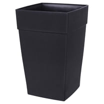 Tall Planter 12x18 Inch Black - Self Watering Plant Pot with Overflow Protection, Indoor Outdoor Modern Decorative Flower Pot for Trees, Herbs