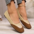thumbnail image 5 of FRSASU Women's Cap Toe Flats Two Tone Slip On Ballet Comfort Closed Round Colorblock Low Heel Dress Shoes Brown, 5 of 8