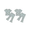 thumbnail image 2 of Douhoow Toddler Girl Clothes 12M 18M 2T 3T 4T Kids Summer Ruffle Short Sleeve Floral T-Shirt Bell Botttoms Flared Pants, 2 of 9