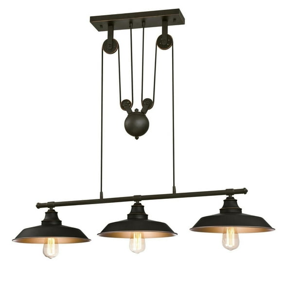Westinghouse Iron Hill Chandelier sur Poulie à Trois Lumières