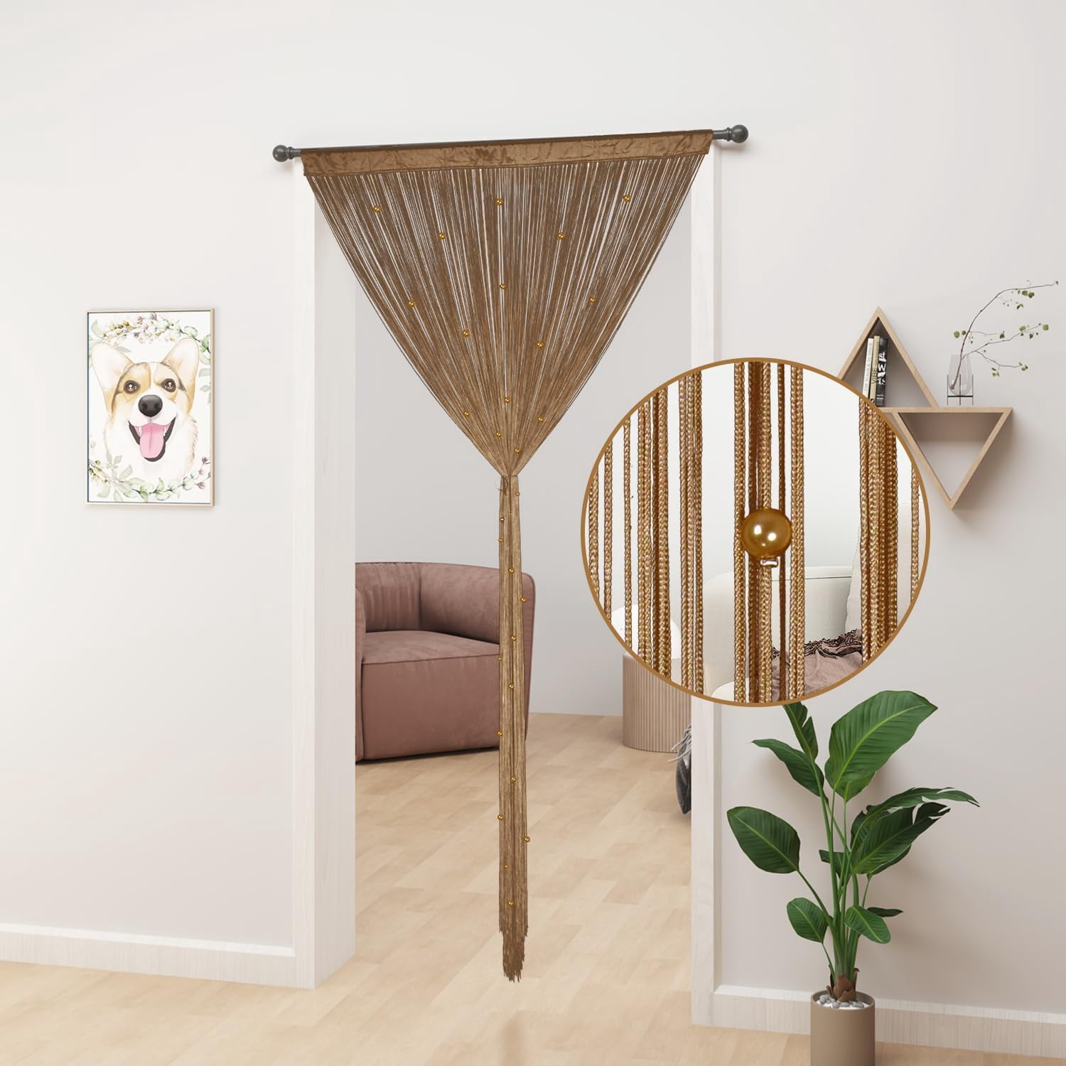 UniVerse Beaded Curtain Beaded Curtains for Doorways Crystals Suitable for Interior Decoration and Partitions Hippy Closet Curtains (Brown, 39"x79")