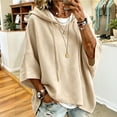 thumbnail image 2 of Women's Oversized 3/4 Sleeve Sweatshirt, Loose Fit Drawstring Shirt, Lightweight Casual Fall Outwear, 2 of 6