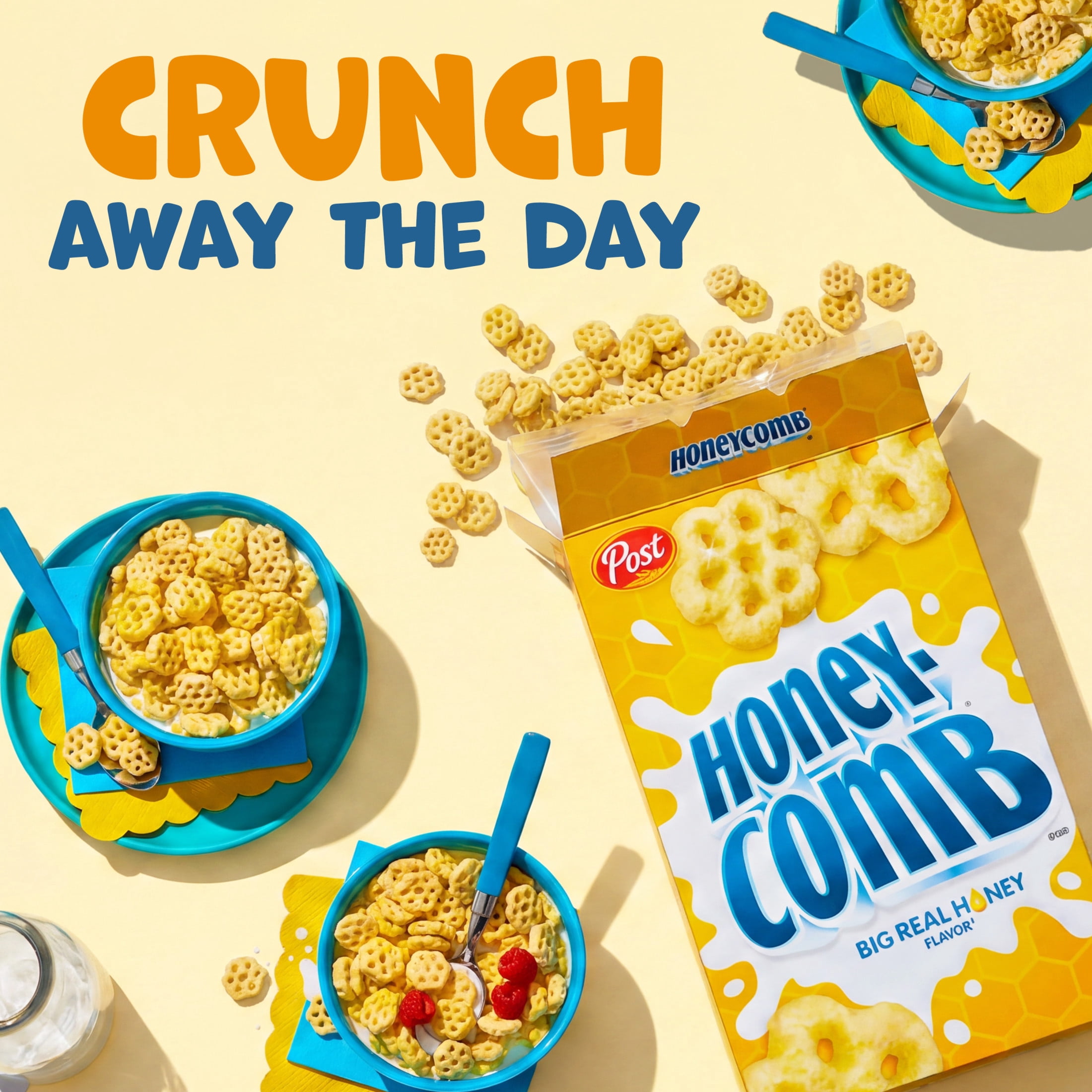 Honeycomb Breakfast Cereal, Made with Whole Grain & Real Honey, Dye-Free, 19 oz Box