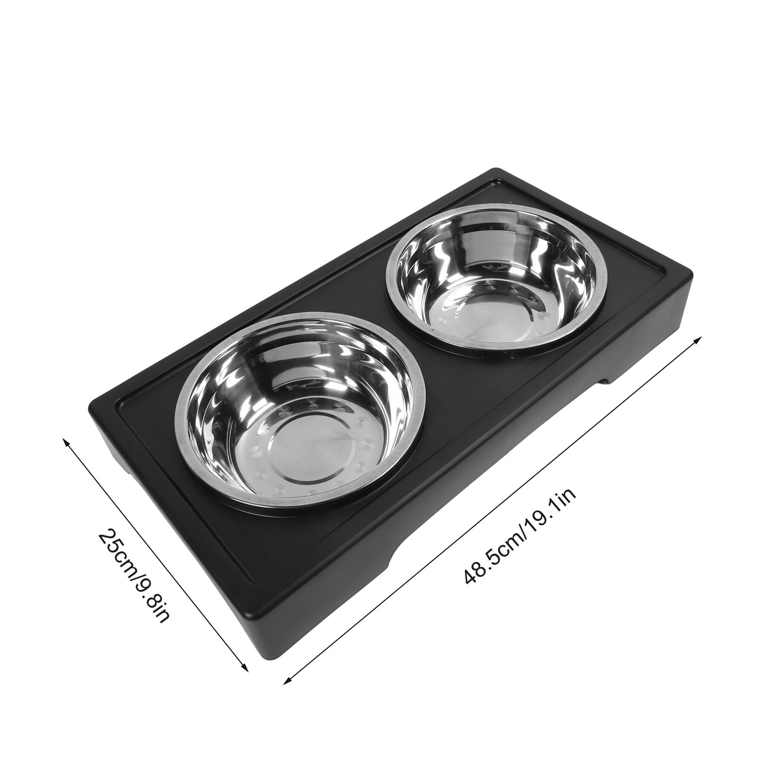 Nieyigj Premium Elevated Dog Bowls Prevent Slip Height Adjustable Raised Dog Bowl Stand with 2 Removable Stainless Steel Food Bowls for Dogs Cats, 19.68 inches / 50 cm Black