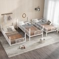 thumbnail image 4 of Leumius Twin over Twin over Twin Bunk Bed,Metal Triple Bunk Bed for 3 Kids/Teens,Heavy Duty Triple Bed with Guardrail and Ladder,Separates Into 3 Twin Beds,White, 4 of 13