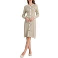 thumbnail image 2 of Vestidos de suéter de color contrastante para mujeres INSPIRE CHIC, vestido midi de punto de manga larga en color M Beige, 2 of 5