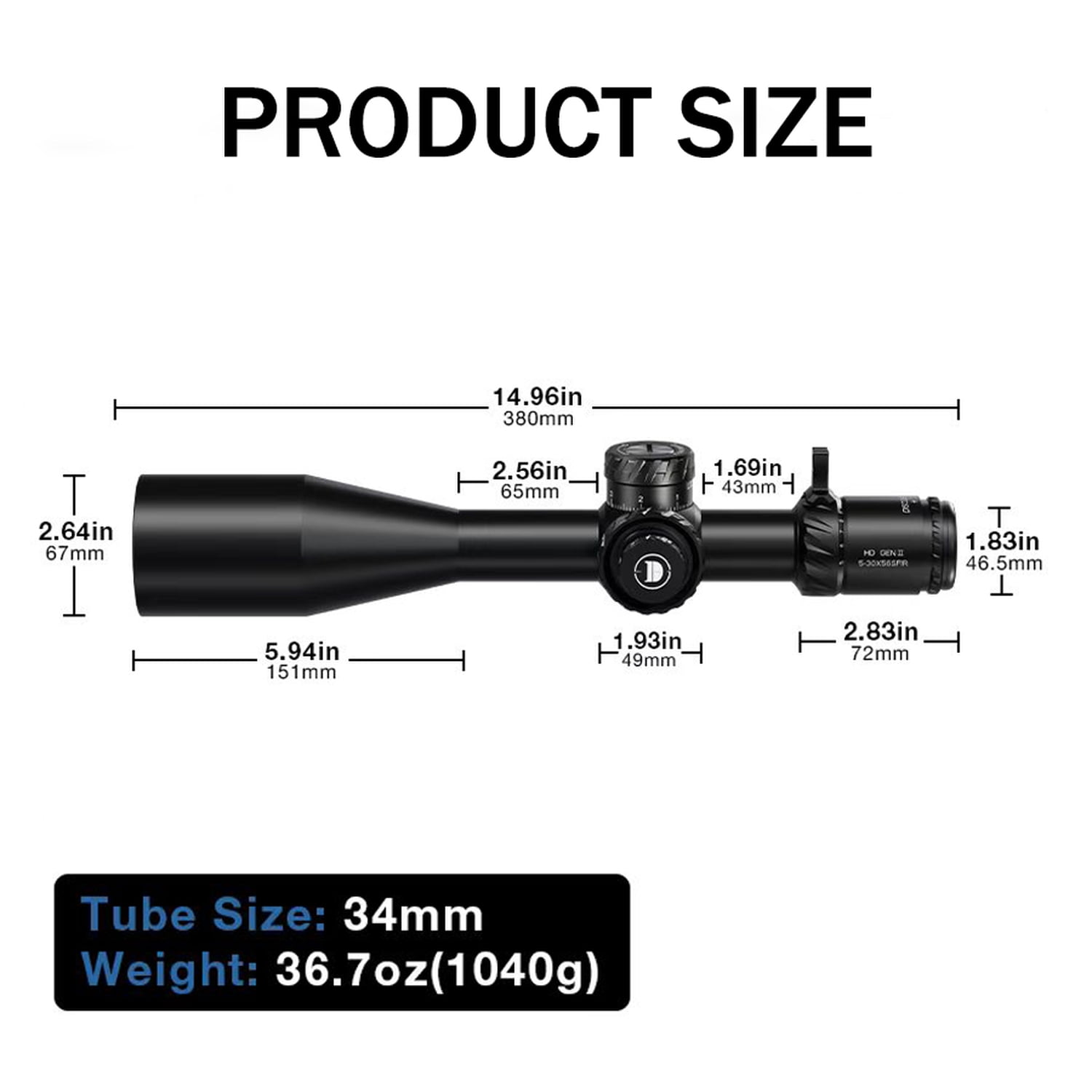 DISCOVERYOPT HD GEN2 5-30X56 FFP Riflescope 34mm Side Focus Illumination Reticle Long-Range Shooting