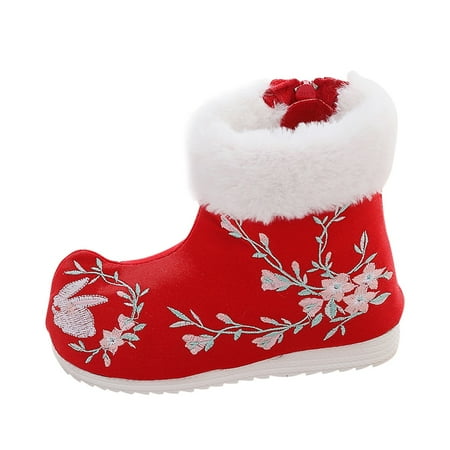 

Children Shoes Xloth Shoes Wwarm Winter Snow Boots Embroidered Printed Shoes Ethnic Style Cotton Boots