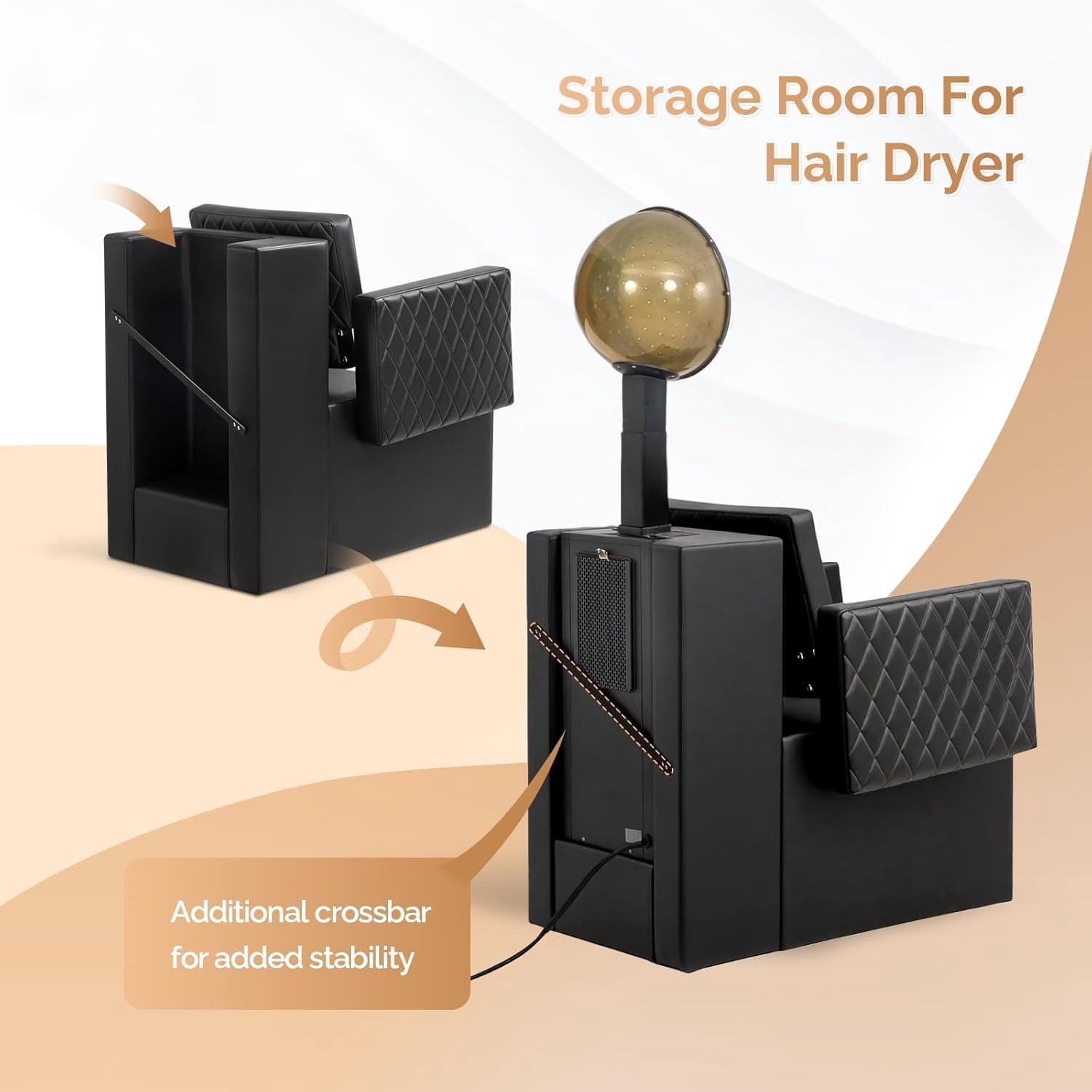 Ktaxon Dryer Chairs for Salon, Professional Hair Dryer Chair Fit for Hooded Dryer, Extra Wide Seat, Beauty Salon Barbershop Furniture, Black