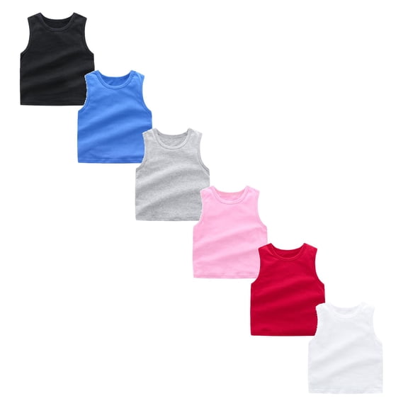 LUOGENLI 6 Pack T Shirts Shirts for Girls 14-16 Cat Toddler Kids Girls Dance Tank Top Racerback Crop Tank Top Soild Sleeveless Sports Dance Top Ballet Gymnastics Dancewear 90