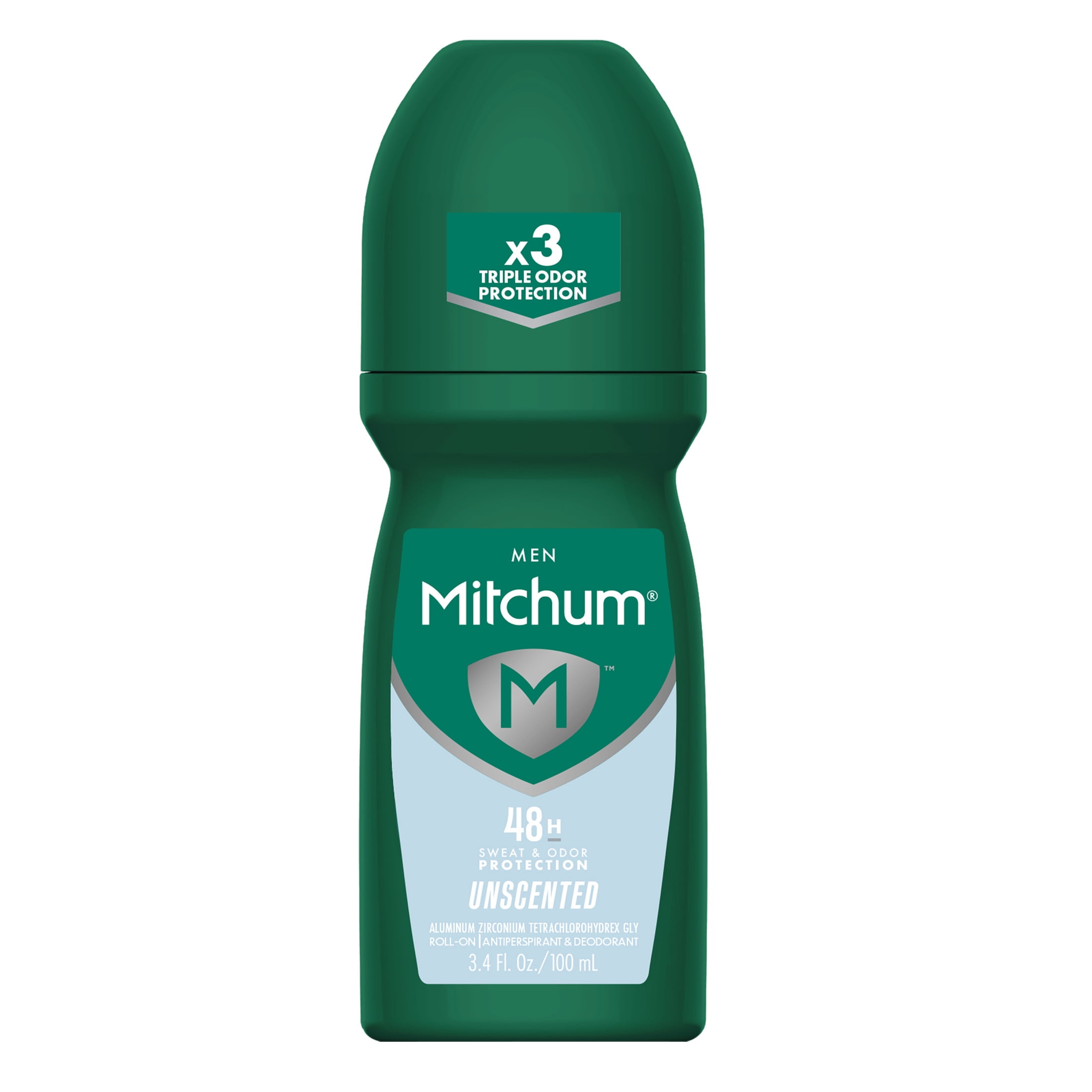(2 pack) Mitchum Men’s Triple Odor Protection Antiperspirant & Deodorant Roll-On, Unscented, 3.4 oz