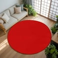 thumbnail image 3 of Christmas Red 8ft Round Rug, Farmhouse Solid Red Color Modern Art Non-Skid Rubber Backing Large Area Rugs - Living Room Bedroom Home Office, Indoor Floor Mat Carpets Washable Rug, 3 of 9