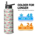 thumbnail image 4 of Sports Performance 40oz Insulated Flamingo Themed Water Bottle Flamingo Themed Themed Stainless Steel Wide Mouth Handle Lid, 4 of 6