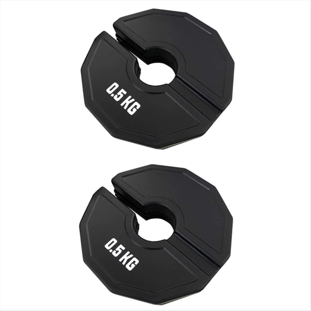 2 Discos de Pesas Fraccionarias de Goma para Gimnasio, 0,5 Kg, Color Negro.