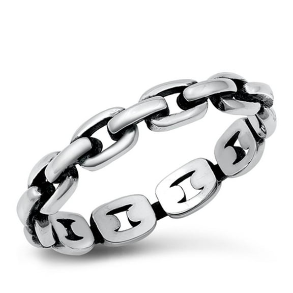 Chain Link Cable Friendship Ring .925 Sterling Silver Band Jewelry Female Male Unisex Size 8
