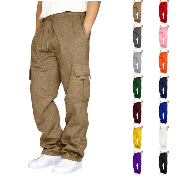 Dwellite Wide Leg Pants for Men Baggy Wide Leg Oversized Gym Casual Workout Solid Cargo Sweatpants Lounge Relaxed Fit Trousers Wine M
