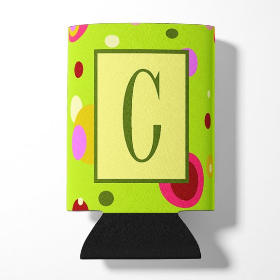 Letter C Monogram - Lime Green Can or Bottle Hugger