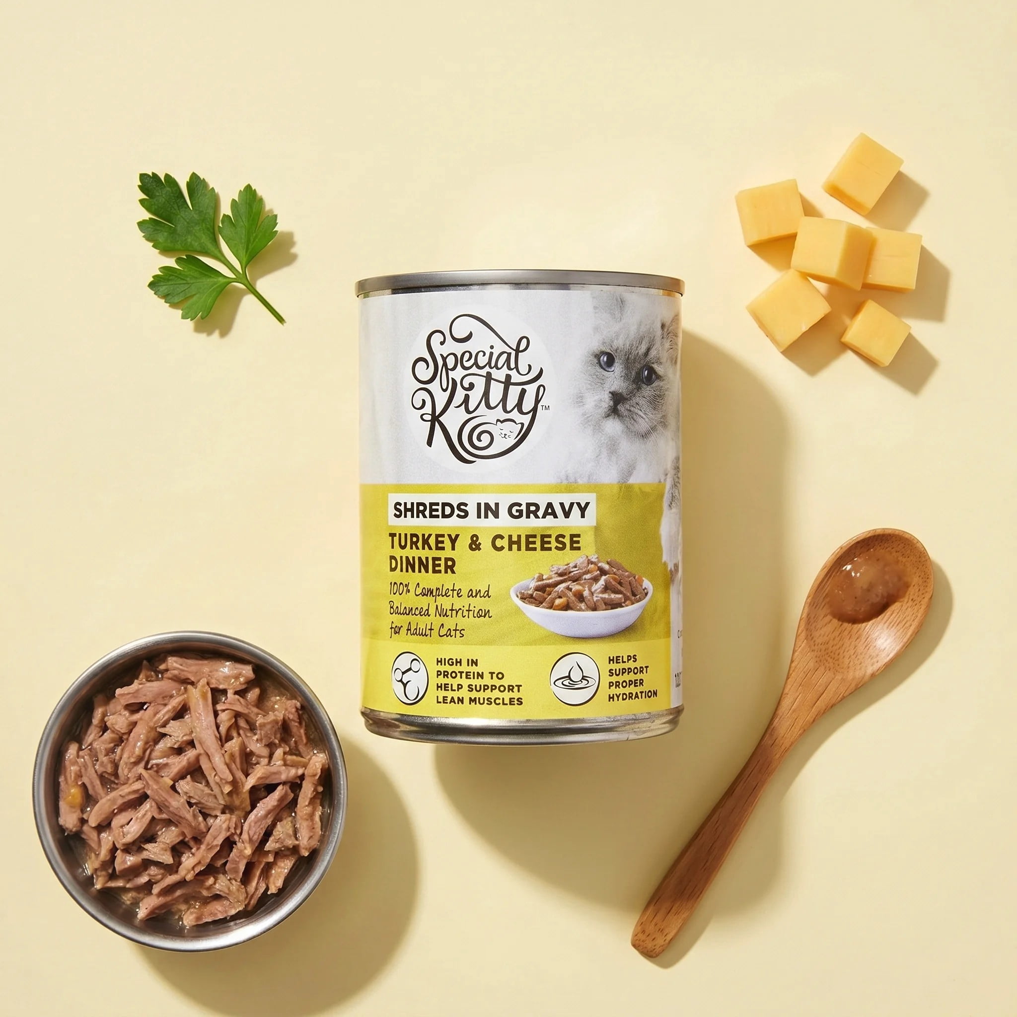 Special Kitty Turkey & Cheese Dinner Shreds in Gravy Wet Cat Food, 13 oz Cans, 12 Pack