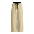 thumbnail image 4 of nerohusy Sweatpants for Girl Elastic High Waisted Drawstring Pants Casual Color Block Straight Wide Leg Pants with Pockets 9-10 Years, 4 of 7