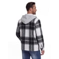 thumbnail image 2 of GIRUNS Men's Plaid Flannel Zip Up Hoodie Jacket Lightweight Casual Shirt Jacket Outerwear Coat Charcoal Beige 2XL, 2 of 6