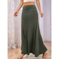 thumbnail image 2 of Women'S Casual Mid Long Skirts Stretchy Ultra-Soft Flowy Maxi Formal Skirts High Waist Lounge Skirts  Green M, 2 of 5