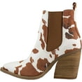 thumbnail image 3 of ARiderGirl Dako Womens Western Cowboy Booties with Stacked Leather Heel Slip on Cow Print Ankle Booties, 3 of 4