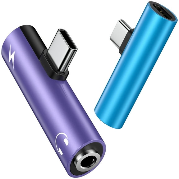 USB C to 3.5mm Headphone and Charger Adapter,ABCPOW 2Pack 2 in 1 USB C to Aux Audio Jack Cable Android Phone Charger Cord Type C Fast Charging Dongle Cord for iPhone 16 15 Samsung Earphones Adapter