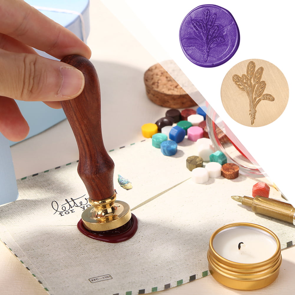 Crafts Wax Seal Stamp Set Kit Classic Stamps Wooden Handle Brass Seals Gift Tool 